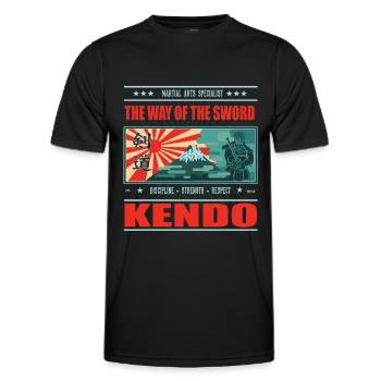 Kendo der Weg des Schwert - Schwertkampf Shirt - Männer Funktions-T-Shirt - Schwarz - Vorne - AI Model Male 178 dark (178cm)