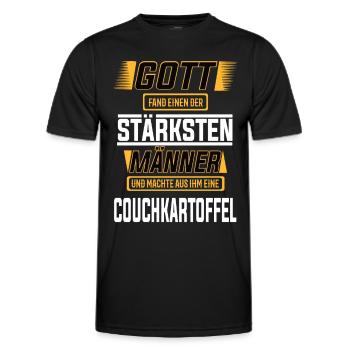Couchkartoffel, einer der stärksten Männer - Männer Funktions-T-Shirt - Schwarz - Vorne - AI Model Male 178 dark (178cm)
