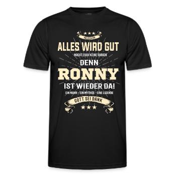 alles wird gut denn Ronny Ist da T-Shirt - Männer Funktions-T-Shirt - Schwarz - Vorne - AI Model Male 178 dark (178cm)