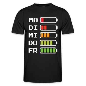 Wochentage Akkustand Montag bis Freitag - Männer Funktions-T-Shirt - Schwarz - Vorne - AI Model Male 178 dark (178cm)