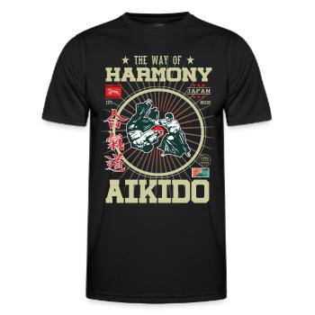 Aikido Harmony Japan Design - T-shirt sport Homme - noir - Devant - AI Model Male 178 dark (178cm)