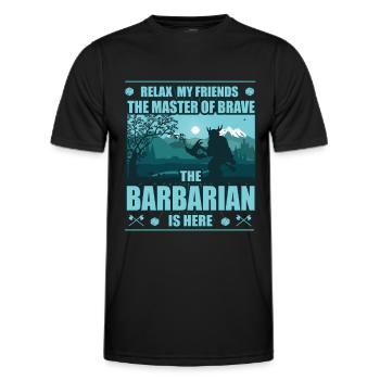Barbarian Master of Courage, Roleplay Design - Men's Functional T-Shirt - black - Front - AI Model Male 178 dark (178cm)