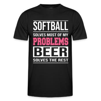 Softball solves most of my design problems - Men's Functional T-Shirt - black - Front - AI Model Male 178 dark (178cm)