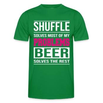 Shuffle solves problems, beer solves the rest - Men's Functional T-Shirt - kelly green - Front - AI Model Male 178 dark (178cm)