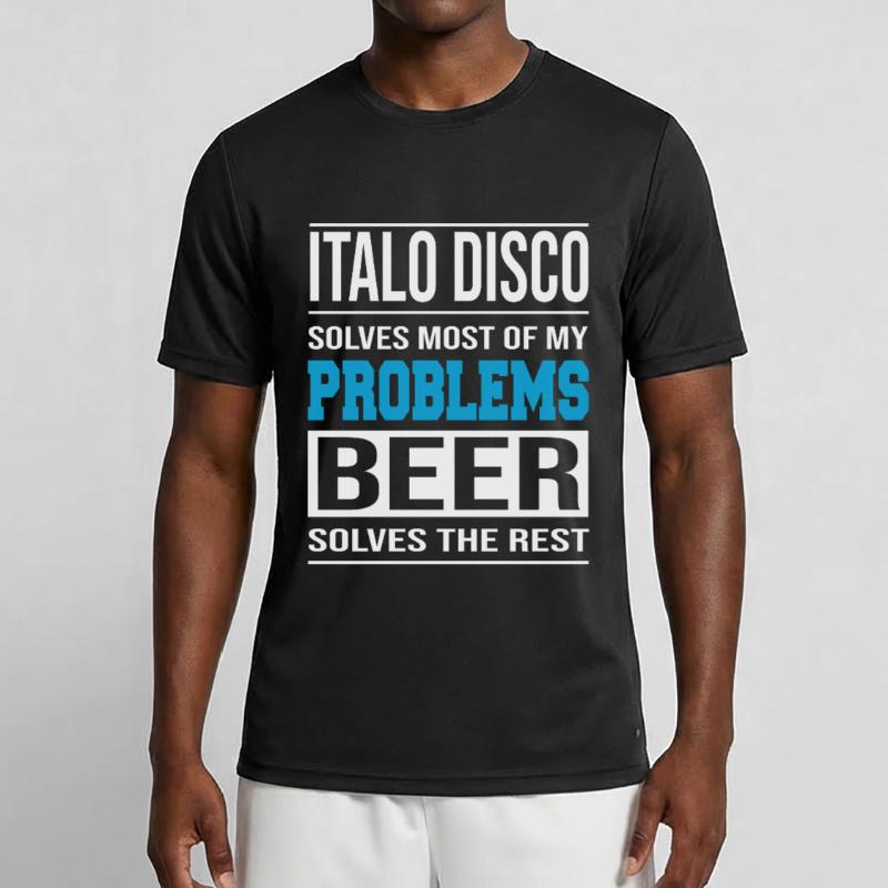 Italo Disco solves problems, beer solves the rest Men's Functional T-Shirt