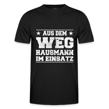 Aus dem Weg Hausmann im Einsatz Design - Männer Funktions-T-Shirt - Schwarz - Vorne - AI Model Male 178 dark (178cm)