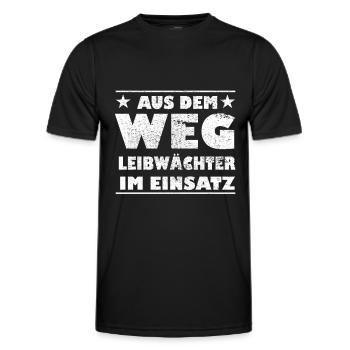 Out of the Way Bodyguard in Action Design - Men's Functional T-Shirt - black - Front - AI Model Male 178 dark (178cm)