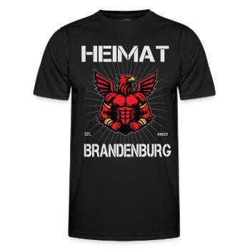 Home Brandenburg with muscular Brandenburg eagle - Men's Functional T-Shirt - black - Front - AI Model Male 178 dark (178cm)