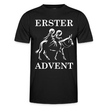 Premier design de l’Avent - Marie et Joseph à Bethléem - T-shirt sport Homme - noir - Devant - AI Model Male 178 dark (178cm)