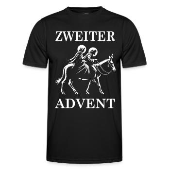 Second avènement avec Marie et Joseph - T-shirt sport Homme - noir - Devant - AI Model Male 178 dark (178cm)