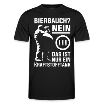 Lustiges Bierbauch Design - Kraftstofftank Spruch - Männer Funktions-T-Shirt - Schwarz - Vorne - AI Model Male 178 dark (178cm)