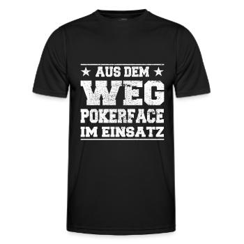 Aus dem Weg Pokerface im Einsatz Design - Männer Funktions-T-Shirt - Schwarz - Vorne - AI Model Male 178 dark (178cm)