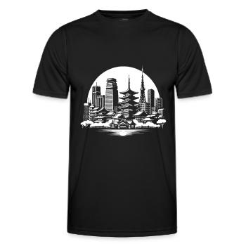 Asiatische Metropole – Skyline Design - Männer Funktions-T-Shirt - Schwarz - Vorne - AI Model Male 178 dark (178cm)