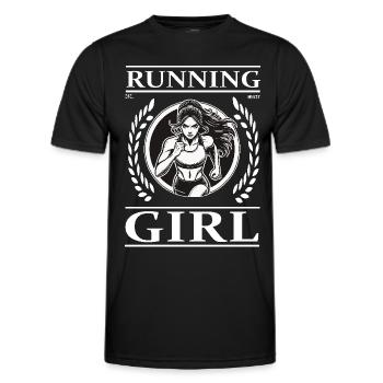 Running Girl – Running is Freedom - Men's Functional T-Shirt - black - Front - AI Model Male 178 dark (178cm)