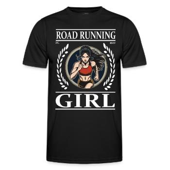 Road Running Girl – La liberté sur la route - T-shirt sport Homme - noir - Devant - AI Model Male 178 dark (178cm)