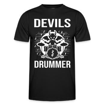 Devils Drummer. The devilish hellish drummer - Men's Functional T-Shirt - black - Front - AI Model Male 178 dark (178cm)