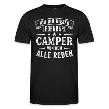 Camper Legende Wohnwagen Camping Lustig Spruch - Männer Funktions-T-Shirt - Schwarz - Vorne - AI Model Male 178 dark (178cm)