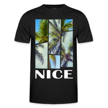 Nice Nice France Été Palmiers Plage Mer - T-shirt sport Homme - noir - Devant - AI Model Male 178 dark (178cm)