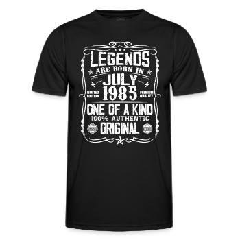 Né en Juillet 1985 Anniversaire 1985 Juillet 1985 - T-shirt sport Homme - noir - Devant - AI Model Male 178 dark (178cm)