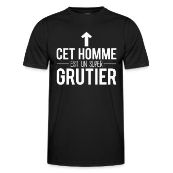 Cet homme est un super grutier humour métier - T-shirt sport Homme - noir - Devant - AI Model Male 178 dark (178cm)