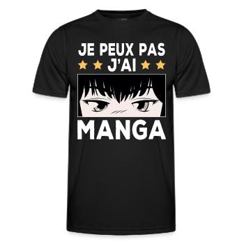 Je peux pas j'ai Manga - T-shirt sport Homme - noir - Devant - AI Model Male 178 dark (178cm)