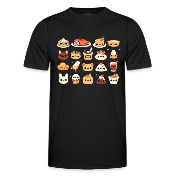 Kawaii Food Friends Fete - Men's Functional T-Shirt - black - Front - AI Model Male 178 dark (178cm)
