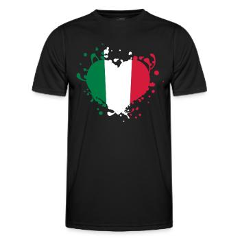Herzflagge, italien cuore bandiera Spiele - Männer Funktions-T-Shirt - Schwarz - Vorne - AI Model Male 178 dark (178cm)