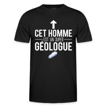 Cet homme est un super géologue humour métier - T-shirt sport Homme - noir - Devant - AI Model Male 178 dark (178cm)