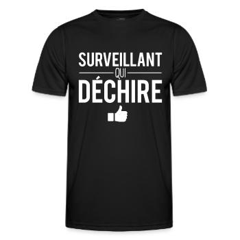 Surveillant qui déchire meilleur surveillant - T-shirt sport Homme - noir - Devant - AI Model Male 178 dark (178cm)