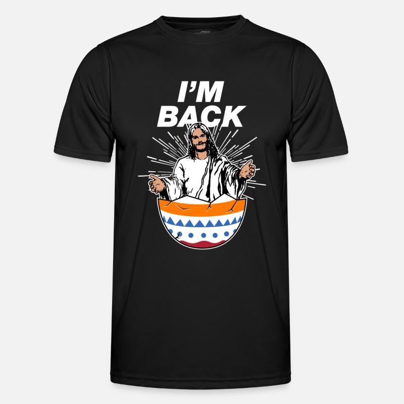 I love Jesus Easter Gift Easter Egg I'm Back - Men's Functional T-Shirt - black