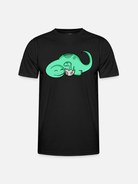 Dinosaur with baby dinosaur - Men's Functional T-Shirt - black