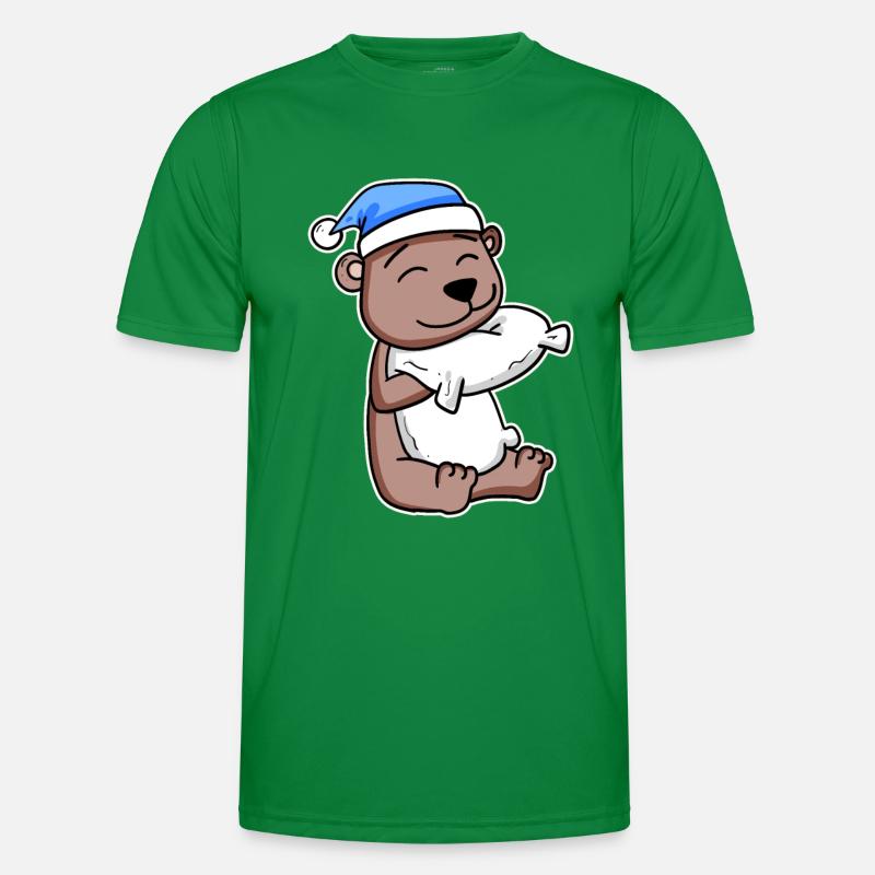 Bear with pillow and sleeping cap Men's Functional T-Shirt