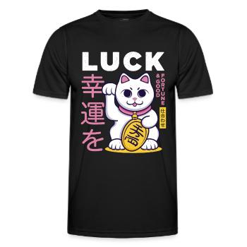 Lucky Cat Good Luck - Men's Functional T-Shirt - black - Front - AI Model Male 178 dark (178cm)