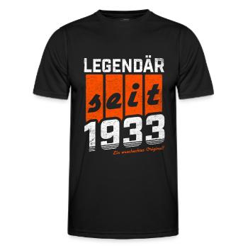 LEGENDÄR SEIT 1933 WASCHECHTES ORIGINAL GEBURTSTAG - Männer Funktions-T-Shirt - Schwarz - Vorne - AI Model Male 178 dark (178cm)