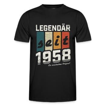 LEGENDÄR SEIT 1958 WASCHECHTES ORIGINAL GEBURTSTAG - Männer Funktions-T-Shirt - Schwarz - Vorne - AI Model Male 178 dark (178cm)