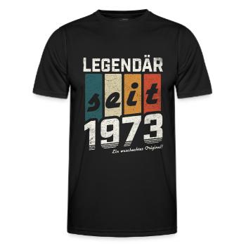 LEGENDÄR SEIT 1973 WASCHECHTES ORIGINAL GEBURTSTAG - Männer Funktions-T-Shirt - Schwarz - Vorne - AI Model Male 178 dark (178cm)