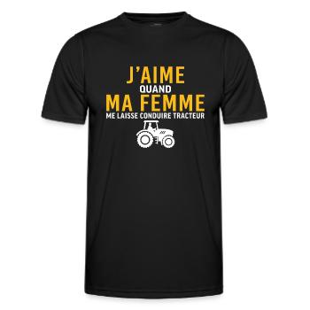 ma femme me laisse faire conduire tracteur - T-shirt sport Homme - noir - Devant - AI Model Male 178 dark (178cm)