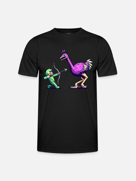 Quirky Archer's Ostrich Challenge - Men's Functional T-Shirt - black