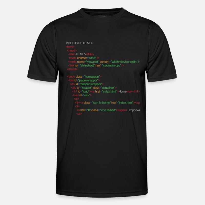 Code HTML5 - T-shirt sport Homme - noir