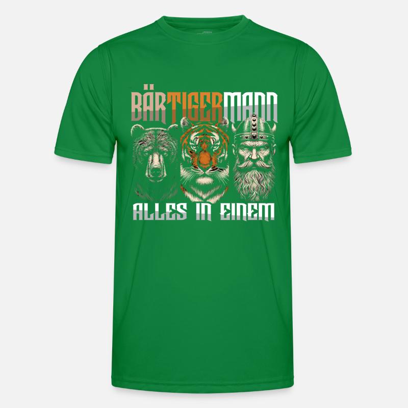 Bärtigermann Bär Tiger Mann Geschenk Bart Sprüche Männer Funktions-T-Shirt