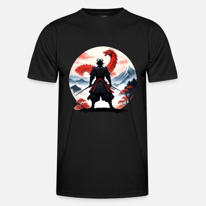 Samurai Japan Drachen Landschaft Männer Funktions-T-Shirt