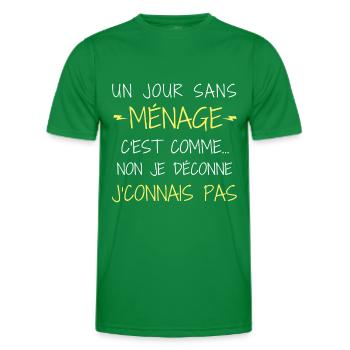 un jour sans ménage c est comme non je déconne - T-shirt sport Homme - vert - Devant - AI Model Male 178 dark (178cm)