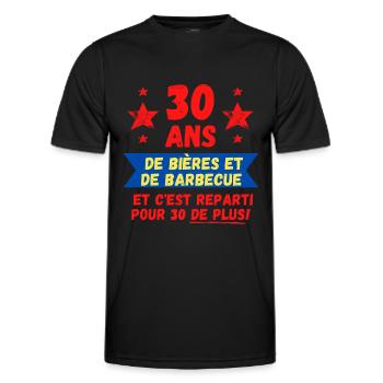 ANNIVERSAIRE 30 Ans de Bières et barbecue - T-shirt sport Homme - noir - Devant - AI Model Male 178 dark (178cm)