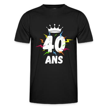 Roi reine éclairs 40 ans magie Anniversaire - T-shirt sport Homme - noir - Devant - AI Model Male 178 dark (178cm)