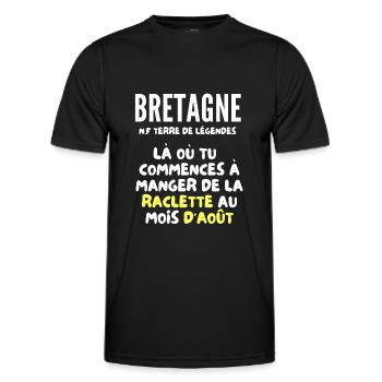 Bretagne définition humour raclette - T-shirt sport Homme - noir - Devant - AI Model Male 178 dark (178cm)