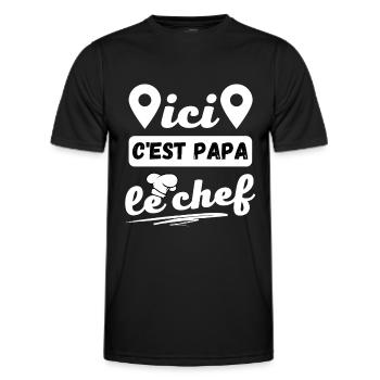 ici c est papa le chef - T-shirt sport Homme - noir - Devant - AI Model Male 178 dark (178cm)