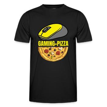 GAMING AND PIZZA - T-shirt sport Homme - noir - Devant - AI Model Male 178 dark (178cm)