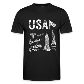 USA ETATS UNIS NY NEW YORK CITY USA DRAPEAU - T-shirt sport Homme - noir - Devant - AI Model Male 178 dark (178cm)