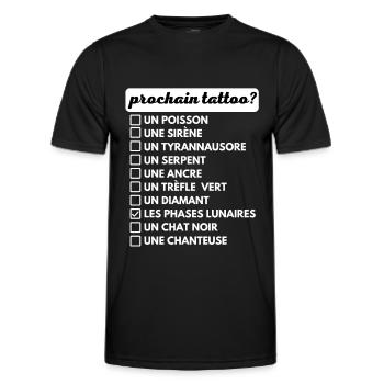 Votre prochain tattoo liste de choix humour - T-shirt sport Homme - noir - Devant - AI Model Male 178 dark (178cm)