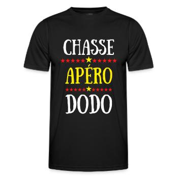 chasse apéro dodo - T-shirt sport Homme - noir - Devant - AI Model Male 178 dark (178cm)
